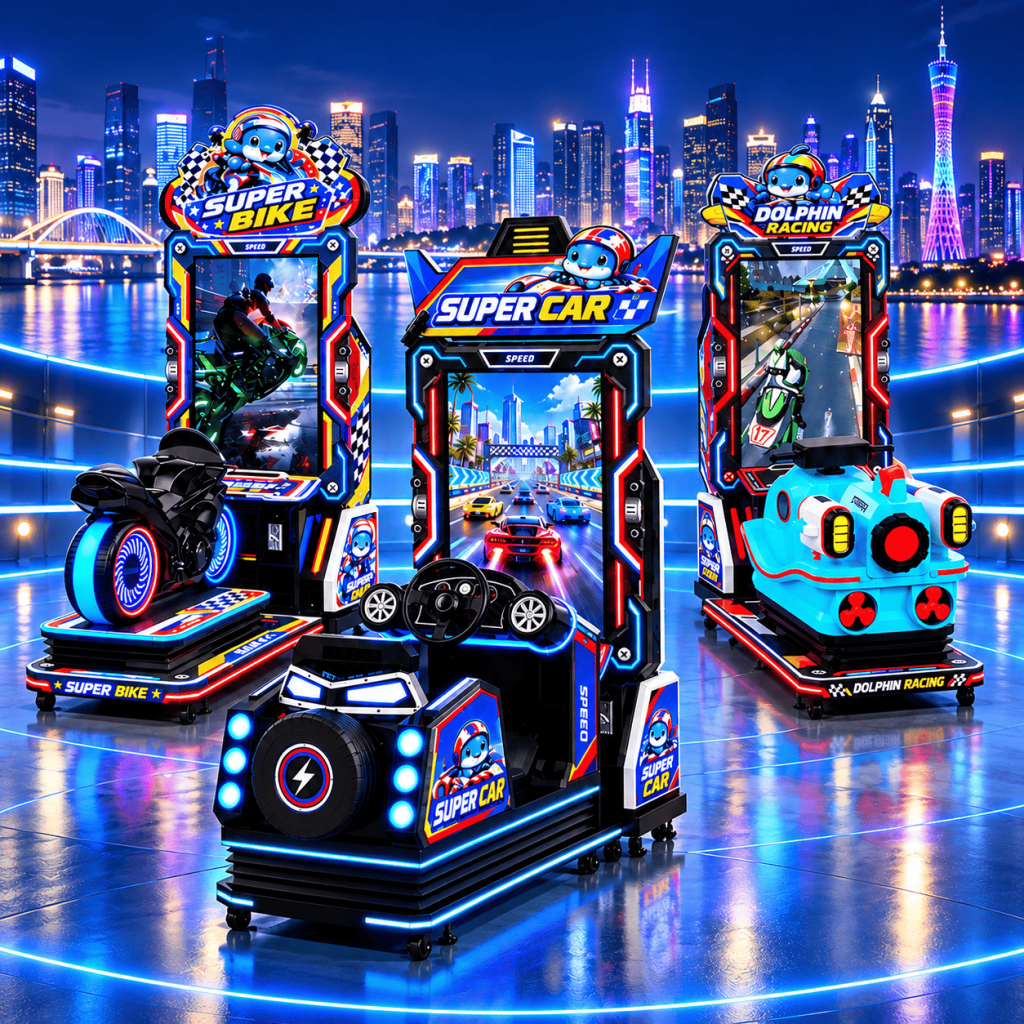 Crazy Airship ride-on racing arcade machine with 47-inch screen and motion platform