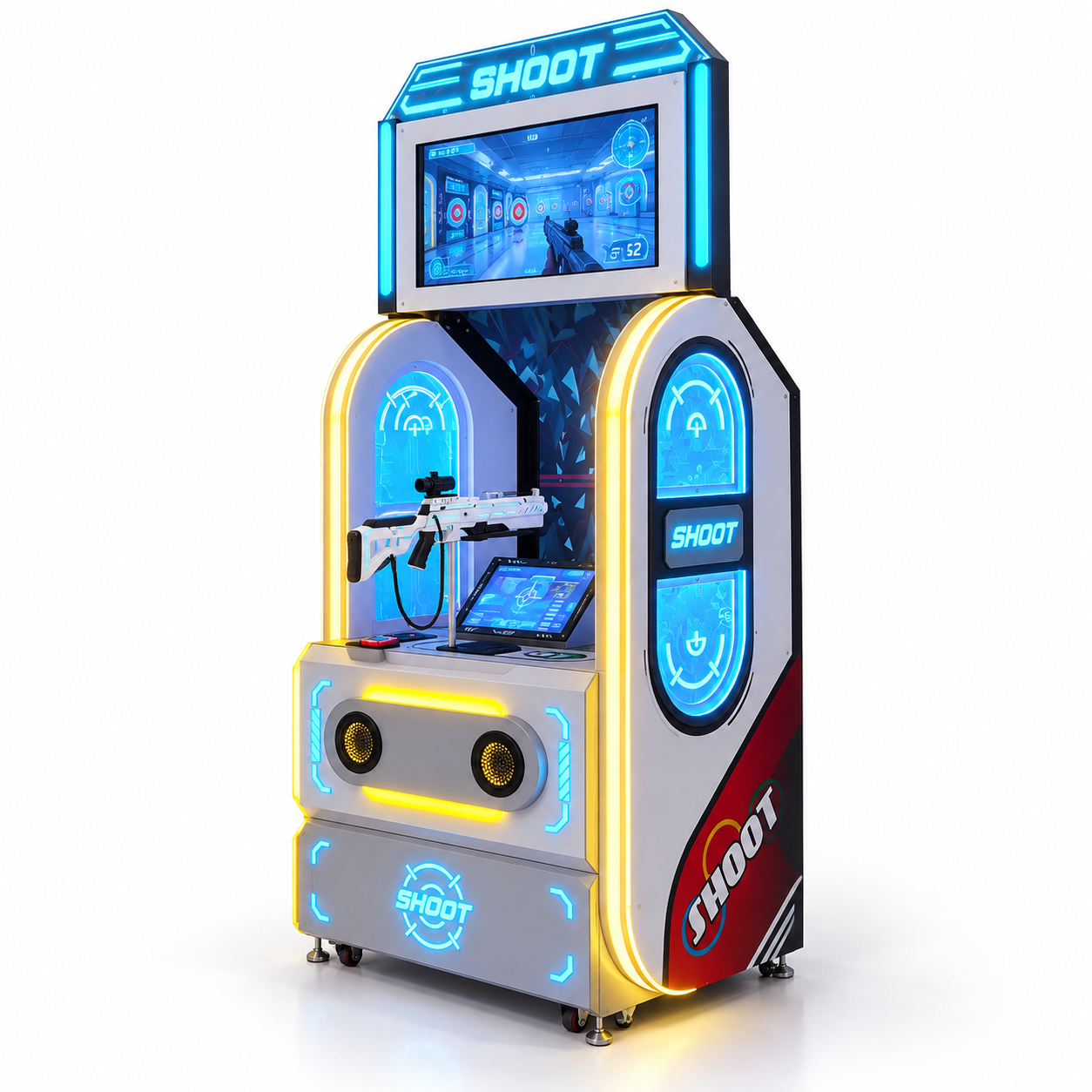 SHOOT shooting simulator cabinet side view